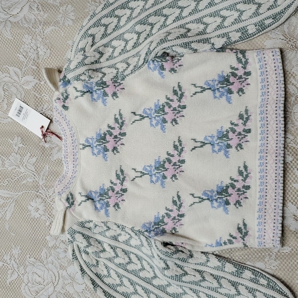 Loveshackfancy Warwick knit sweater floral ruffle hearts XS - Picture 17 of 17